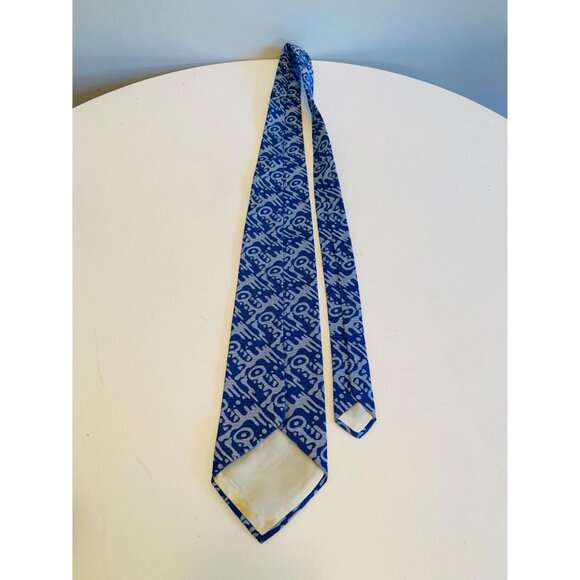 Vintage Blue Abstract Necktie, 1960s / 1970s Abstract Design Tie, Costume Design - Picture 6 of 8